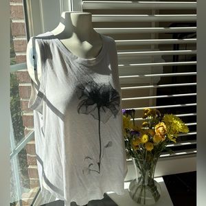 Flower Graphic Gray Tank Top